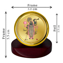 Load image into Gallery viewer, Diviniti 24K Gold Plated Shrinathji Frame For Car Dashboard, Home Decor, Table, Puja Room (5.5 x 5.0 CM)
