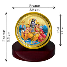 Load image into Gallery viewer, Diviniti 24K Gold Plated Shiv Parivar Frame For Car Dashboard, Home Decor, Table, Puja (5.5 x 5.0 CM)
