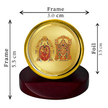 Load image into Gallery viewer, Diviniti 24K Gold Plated Padmavathi Balaji Frame For Car Dashboard, Home Decor, Puja (5.5 x 5.0 CM)
