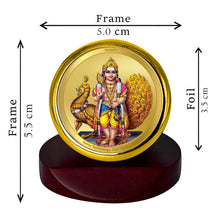 Load image into Gallery viewer, Diviniti 24K Gold Plated Murugan Frame For Car Dashboard, Home Decor, Table, Worship (5.5 x 5.0 CM)
