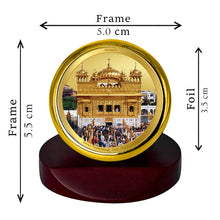 Load image into Gallery viewer, Diviniti 24K Gold Plated Golden Temple Frame For Car Dashboard, Home Decor, Table, Gift (5.5 x 5.0 CM)
