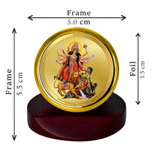 Load image into Gallery viewer, Diviniti 24K Gold Plated Durga Mata Frame For Car Dashboard, Home Decor, Table Top, Puja, Festival Gift (5.5 x 5.0 CM)
