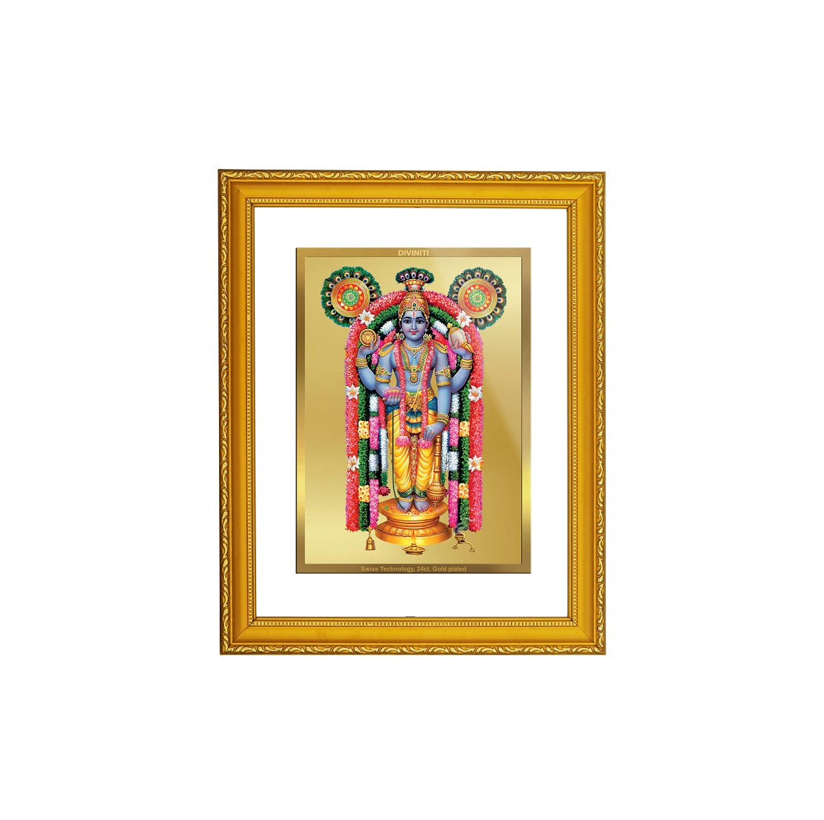 DIVINITI 24K Gold Plated Foil Guru Vayurappan Photo Frame Idol for Wall Hanging, Home & Office Decor, Workshop, Gift|DG101 Size 2 (22.6x18.4 CM)