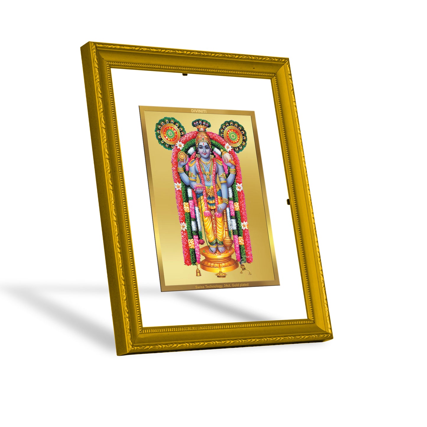 DIVINITI 24K Gold Plated Foil Guru Vayurappan Photo Frame Idol for Wall Hanging, Home & Office Decor, Workshop, Gift|DG101 Size 2 (22.6x18.4 CM)