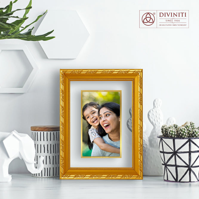 DIVINITI 24K Gold Plated Foil Customized Photo Frame Idol for Wall Hanging, Home Decor, Workshop, Table Top, Gift|DG103 Size 2 (22.6x18.4 CM)