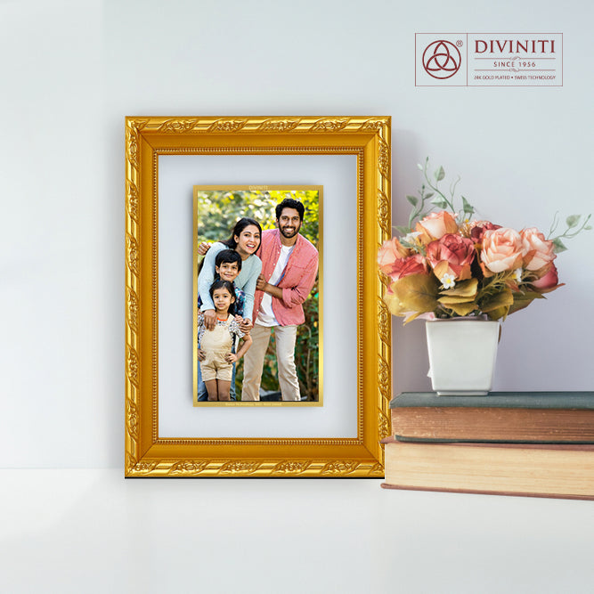 DIVINITI 24K Gold Plated Foil Customized Photo Frame Idol for Wall Hanging, Home Decor, Workshop, Table Top, Gift|DG103 Size 2 (22.6x18.4 CM)
