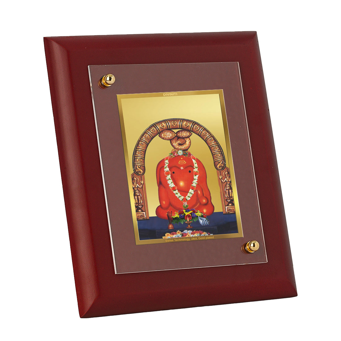 DIVINITI 24K Gold Plated Foil Shree Chintamani Photo Frame Idol for Home & Office, Wall Hanging, Table Top, Luxurious Gift|MDF Size 1 (16.7x14.2 CM)