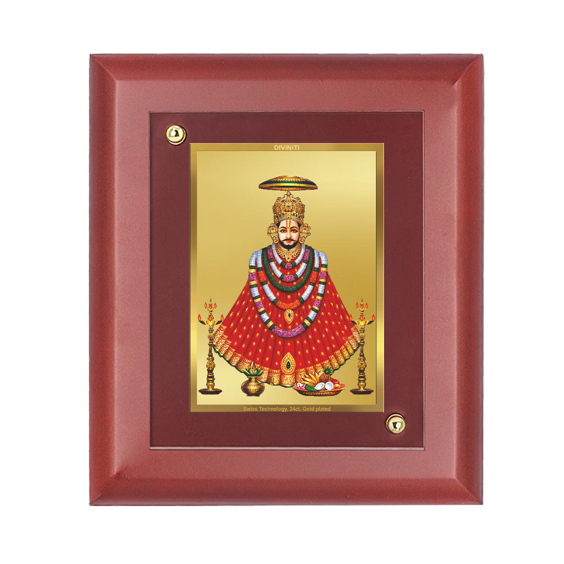 Diviniti 24K Gold Plated Foil Khatu Shyam Wall Photo Frame, Table Decor|Religious Photo Frame Idol For Prayer, Gifts Items MDF Size 1