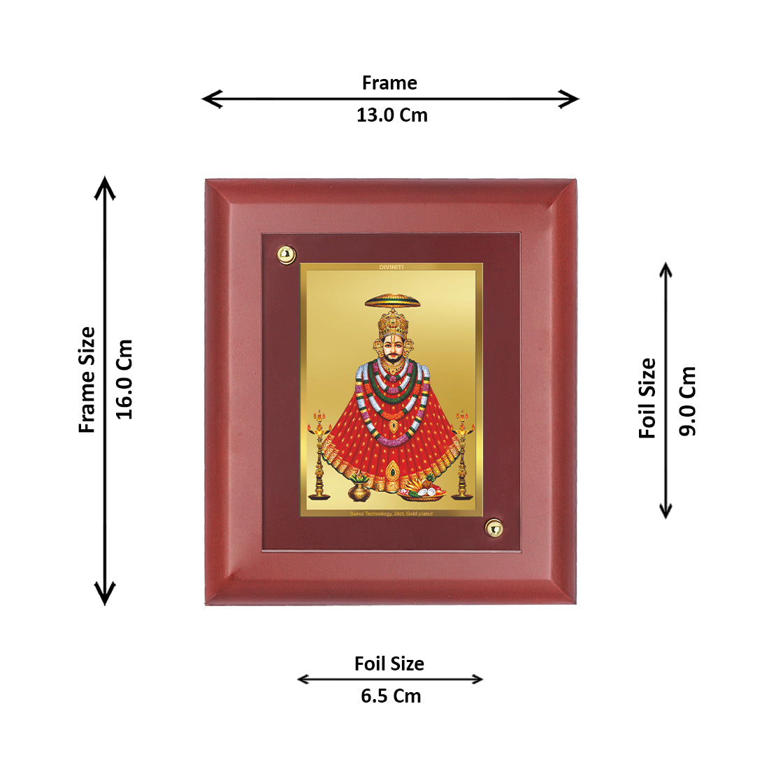 Diviniti 24K Gold Plated Foil Khatu Shyam Wall Photo Frame, Table Decor|Religious Photo Frame Idol For Prayer, Gifts Items MDF Size 1