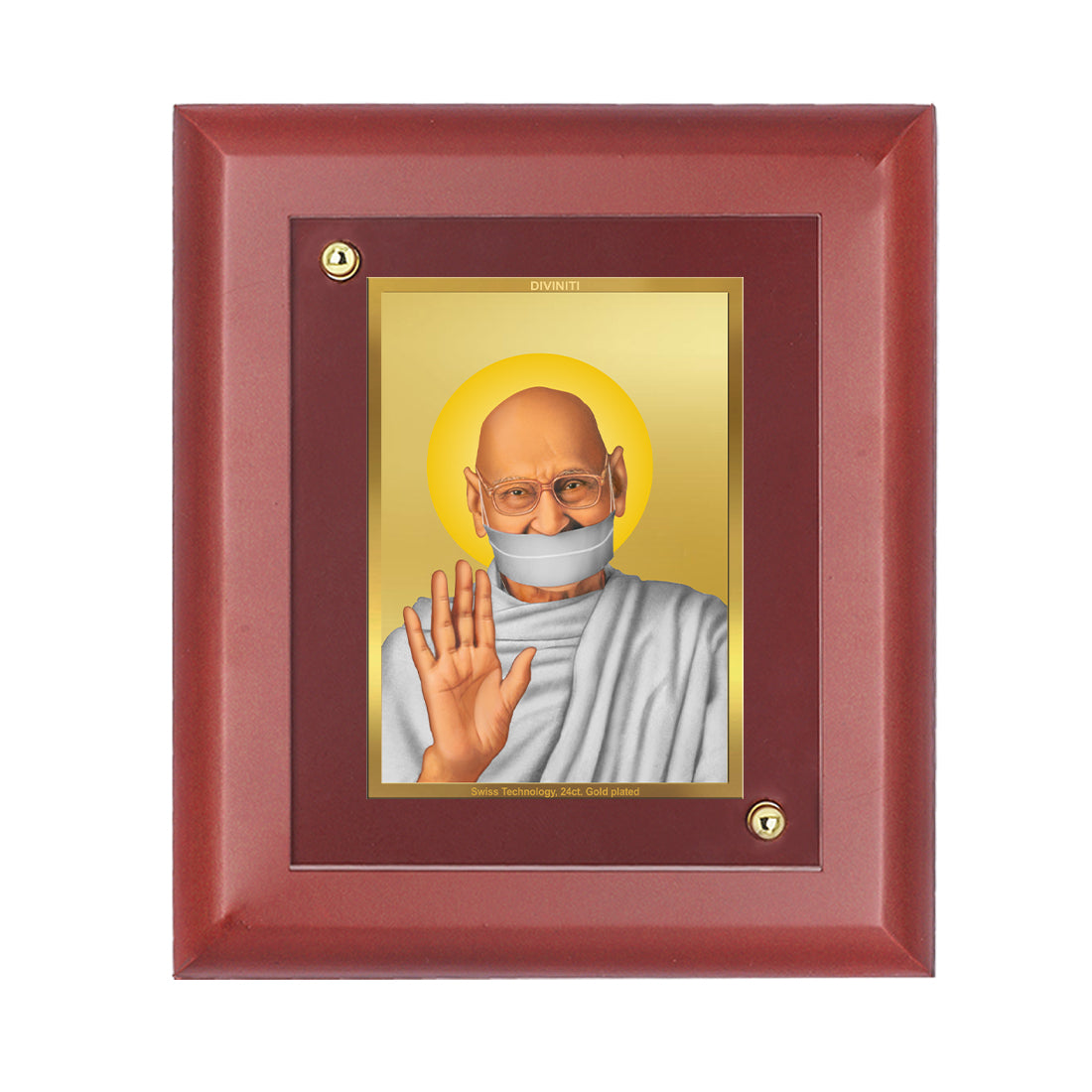DIVINITI 24K Gold Plated Aacharya Mahaprgya Ji Photo Frame for Home Decor, Wall Decor, Table Top, Puja Room, Gift|MDF Size 1 (16.7x14.2 CM)
