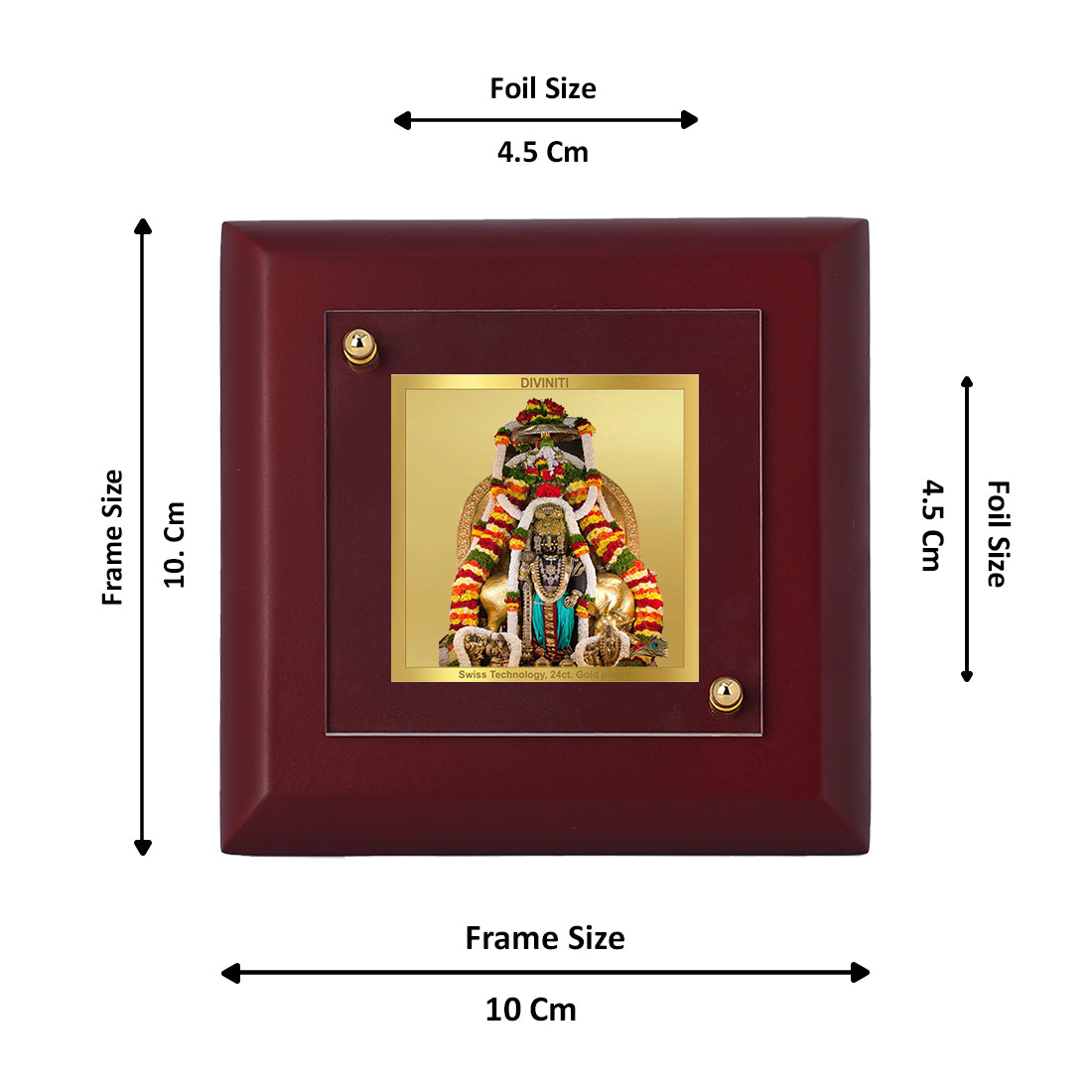 Diviniti 24K Gold Plated Foil Lord Krishna Photo Frame Lover of Radha for Home Decor, Puja Room, Tabletop, Gift | MDF Size 1A (9.9x9.9 CM)