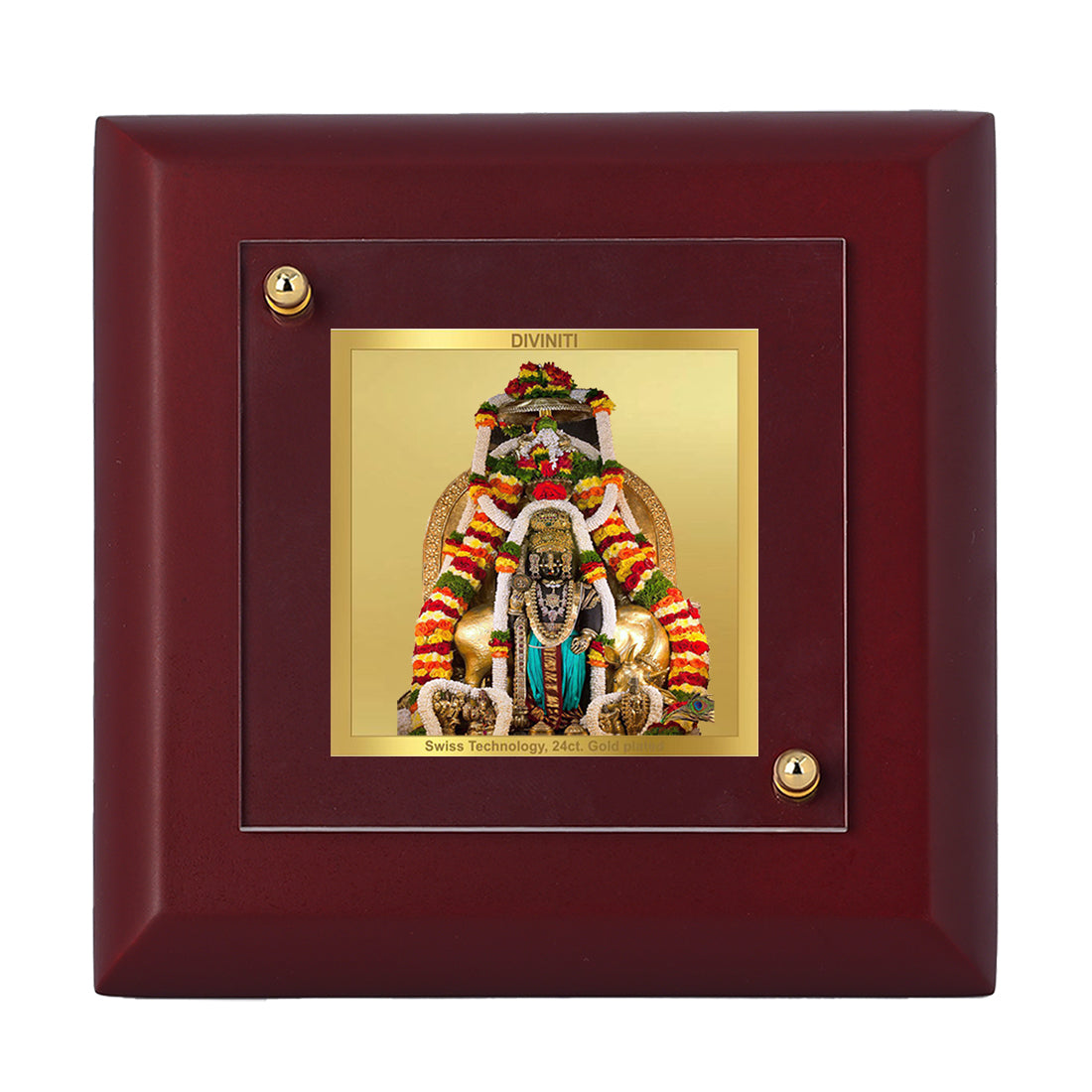 Diviniti 24K Gold Plated Foil Lord Krishna Photo Frame Lover of Radha for Home Decor, Puja Room, Tabletop, Gift | MDF Size 1A (9.9x9.9 CM)