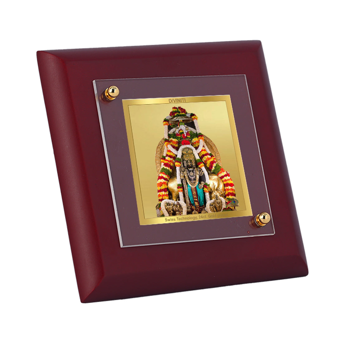 Diviniti 24K Gold Plated Foil Lord Krishna Photo Frame Lover of Radha for Home Decor, Puja Room, Tabletop, Gift | MDF Size 1A (9.9x9.9 CM)
