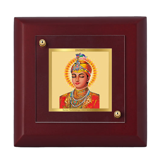 Diviniti 24K Gold Plated Guru Harkrishan Sahib Ji Photo Frame for Home Decor Showpiece, Tabletop, Gift | MDF Size 1A (10x10 CM)