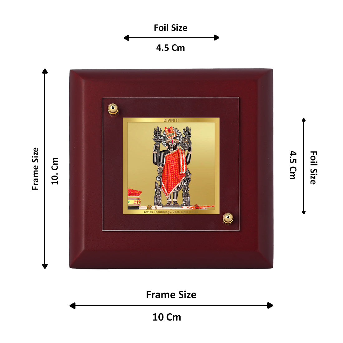 Diviniti 24K Gold Plated Foil Dwarkadhish Photo Frame for Home Decor Showpiece, Tabletop, Puja Room, Luxury Gift | MDF Size 1A (9.9x9.9 CM)