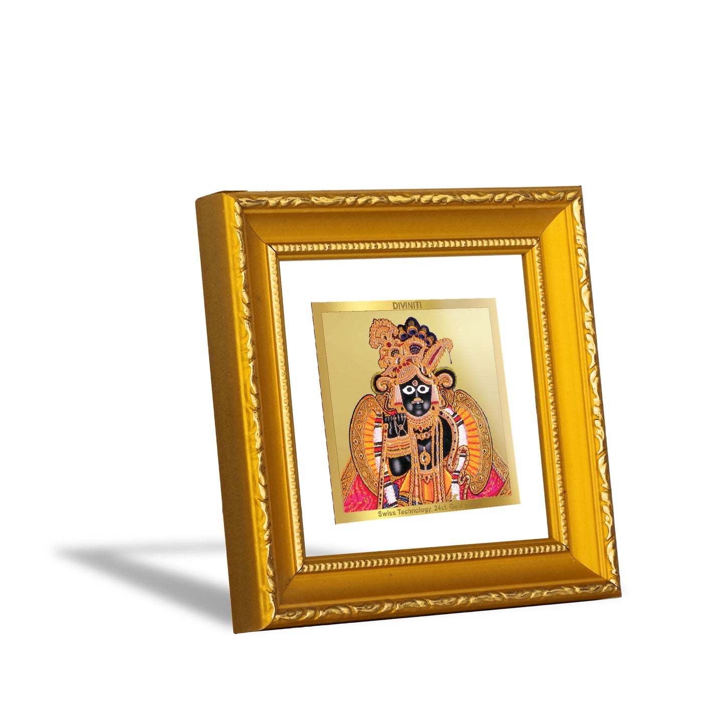 DIVINITI 24K Gold Plated Foil Bankey Bihari Religious Wall Photo Frame Idol for Puja Room, Home Decor, Workshop, Table Top, Gifts|DG101S1A (10x10 CM)