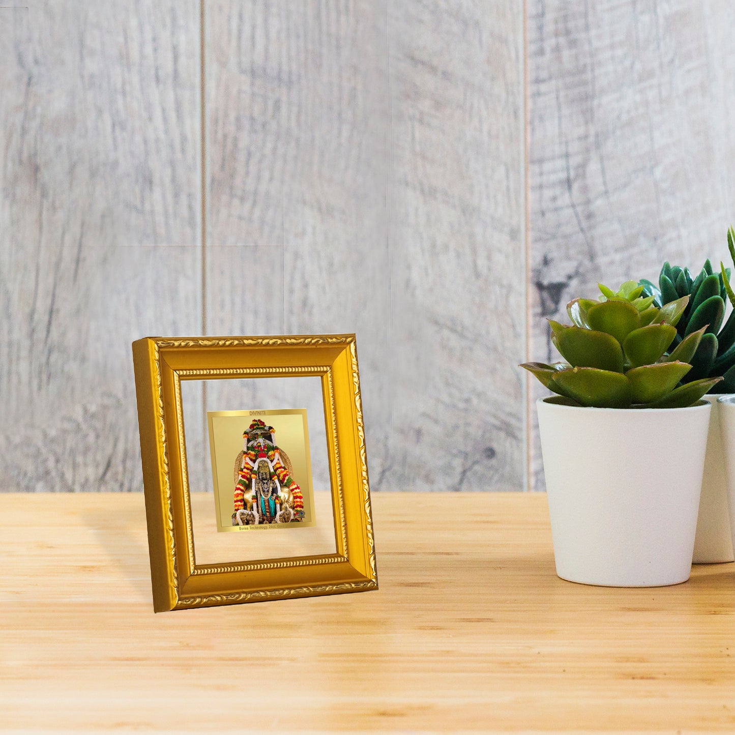 DIVINITI 24K Gold Plated Foil Lord Krishna Exquisite Photo Frame Idol for Wall Hanging, Home Decor, Workshop, Luxurious Gifts|DG101S1A (10x10 CM)