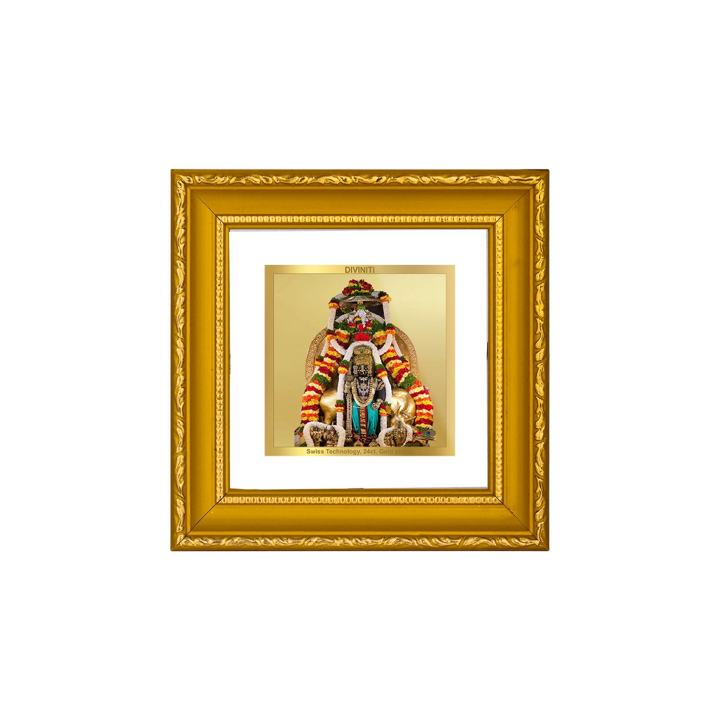 DIVINITI 24K Gold Plated Foil Lord Krishna Exquisite Photo Frame Idol for Wall Hanging, Home Decor, Workshop, Luxurious Gifts|DG101S1A (10x10 CM)