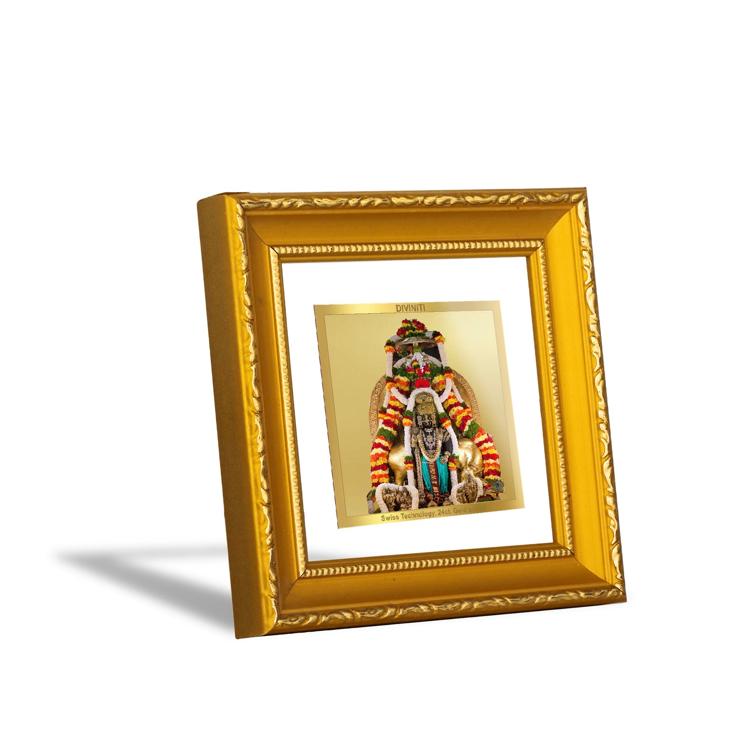 DIVINITI 24K Gold Plated Foil Lord Krishna Exquisite Photo Frame Idol for Wall Hanging, Home Decor, Workshop, Luxurious Gifts|DG101S1A (10x10 CM)