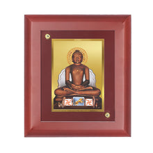 Load image into Gallery viewer, DIVINITI Mahavira Gold Plated Wall Photo Frame, Table Decor| MDF 2 Wooden Wall Photo Frame and 24K Gold Plated Foil| Religious Photo Frame Idol For Pooja, Gifts Items (20.0CMX16.0CM)
