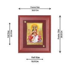 Load image into Gallery viewer, DIVINITI Gayatri Mata Gold Plated Wall Photo Frame, Table Decor| MDF 2 Wooden Wall Photo Frame and 24K Gold Plated Foil| Religious Photo Frame Idol For Pooja, Gifts Items (20.0CMX16.0CM)
