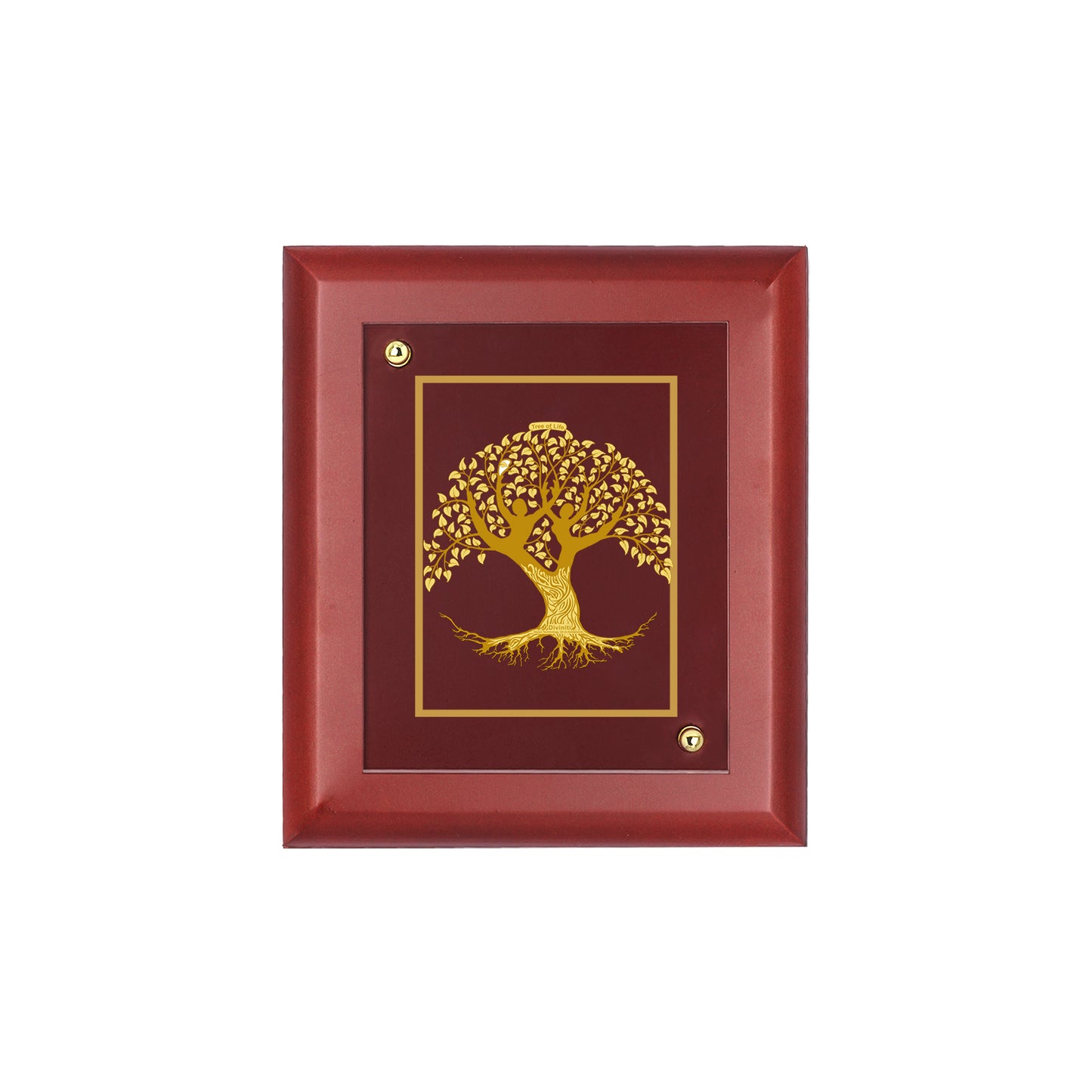 DIVINITI 24K Gold Plated Foil Tree Of Life Wall Hanging Photo Frame Idol for Living Room, Office Room, Table Top, Gift|MDF Size 1 (16.7x14.2 CM)