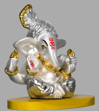 Load image into Gallery viewer, DIVINITI 999 Silver Plated Pagdi Ganesha Idol For Home Decor, Car Dashboard, Tabletop (7.5 X 7.5 CM)
