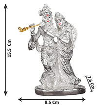 Load image into Gallery viewer, DIVINITI 999 Silver Plated Radha Krishna Idol For Home Decor, Puja Room, Housewarming (15.5 X 8.5 CM)

