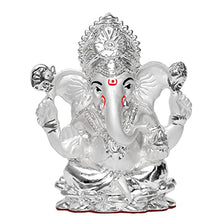 Load image into Gallery viewer, DIVINITI 999 Silver Plated Lord Ganesha Idol For Home Decor, Worship, Luxury Gift (9.5 X 7.5 CM)
