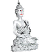 Load image into Gallery viewer, Diviniti Buddha in Mediation Idol for Home Decor| 999 Silver Plated Sculpture of Buddha in Meditation | Idol for Home, Office, Temple, and Table Decoration| Religious Idol For Pooja, Gift
