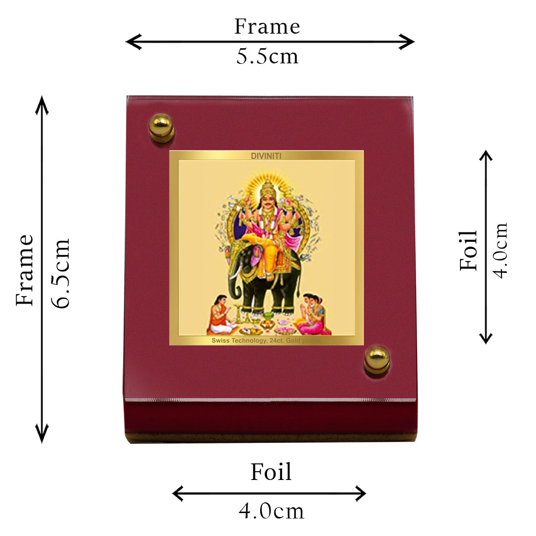 Diviniti 24K Gold Plated Vishwakarma Ji Frame For Car Dashboard & Home Decor Showpiece (5.5 x 6.5 CM)
