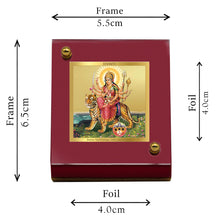 Load image into Gallery viewer, Diviniti 24K Gold Plated Durga Maa Frame For Car Dashboard, Home Decor, Table, Puja (5.5 x 6.5 CM)
