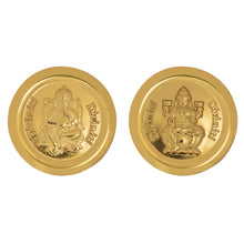 Load image into Gallery viewer, Diviniti Luxurious Gold Coin| Laxmi &amp; Ganesha 24K Gold Coin| 18mm
