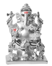 Load image into Gallery viewer, DIVINITI GANESHA WITH BASE SILVER IDOL
