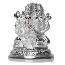 Load image into Gallery viewer, Diviniti Panchmukhi Ganesha Idol for Home Decor| 999 Silver Plated Sculpture of Ganesha Figurine| Idol for Home, Office, Temple and Table Decoration| Religious Idol For Pooja, Gift (7 X 5 X 8.4)CM
