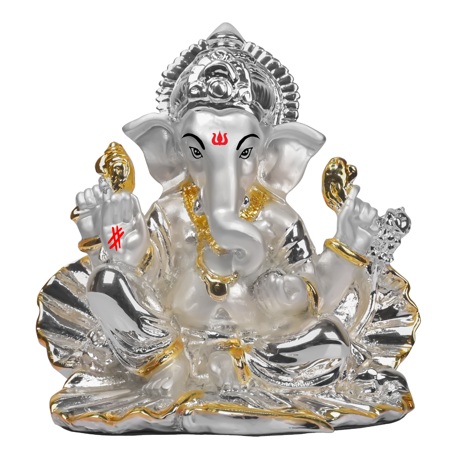Diviniti 999 Silver-Plated Lord Ganesha Idol in Seep | Home, Office & Temple Décor | Prayer & Gift