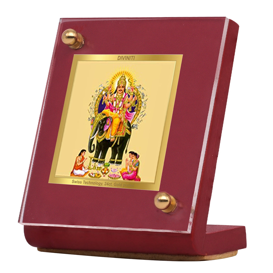 Diviniti 24K Gold Plated Vishwakarma Ji Frame For Car Dashboard & Home Decor Showpiece (5.5 x 6.5 CM)