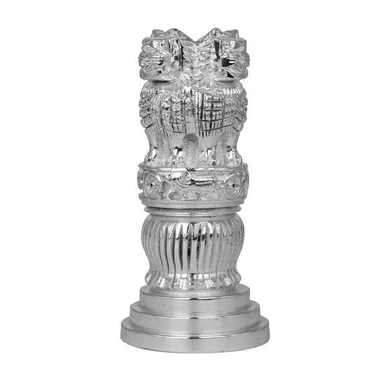 DIVINITI 999 Silver Plated Ashok Stambh Idol For Home Decor, Office Desk, Table Decor, Gift Dimension: (15x7 CM)