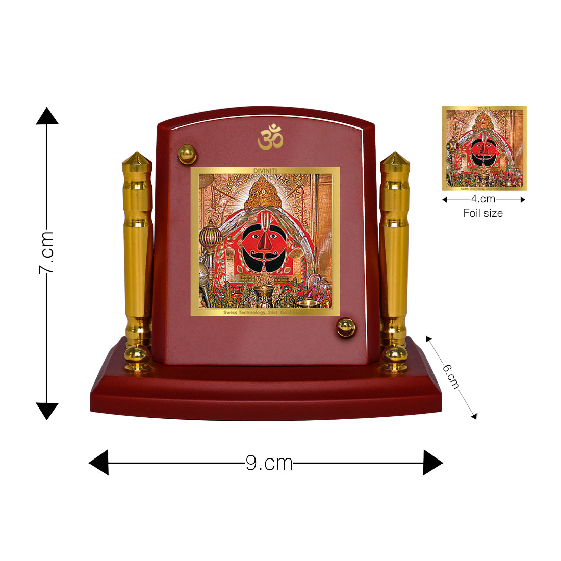 Diviniti 24K Gold Plated Salasar Balaji Photo Frame for Car Dashboard, Home Decor, Tabletop, Puja Room, Showpiece and Gift MDF1BP+ (6.5x5.5 CM)