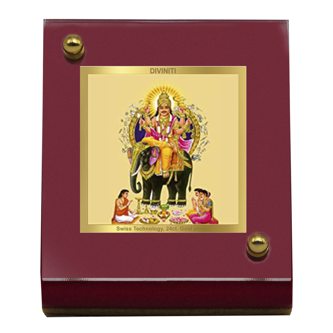 Diviniti 24K Gold Plated Vishwakarma Ji Frame For Car Dashboard & Home Decor Showpiece (5.5 x 6.5 CM)