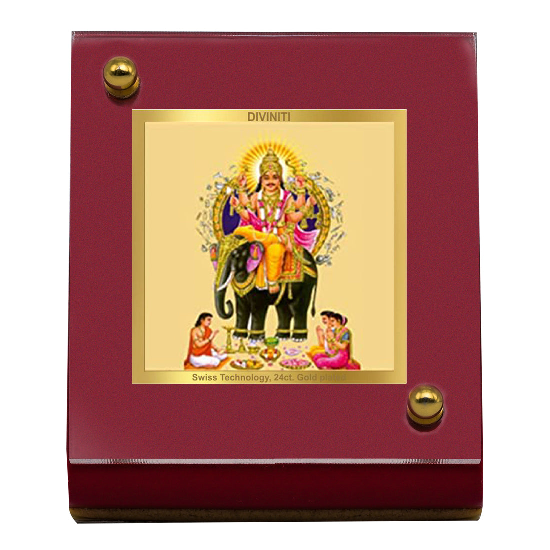 Diviniti 24K Gold Plated Vishwakarma Ji Frame For Car Dashboard & Home Decor Showpiece (5.5 x 6.5 CM)