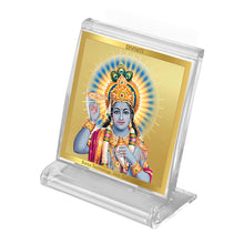 Load image into Gallery viewer, Diviniti 24K Gold Plated Vishnu Ji Frame For Car Dashboard, Home Decor, Puja, Gift (5.8 x 4.8 CM)
