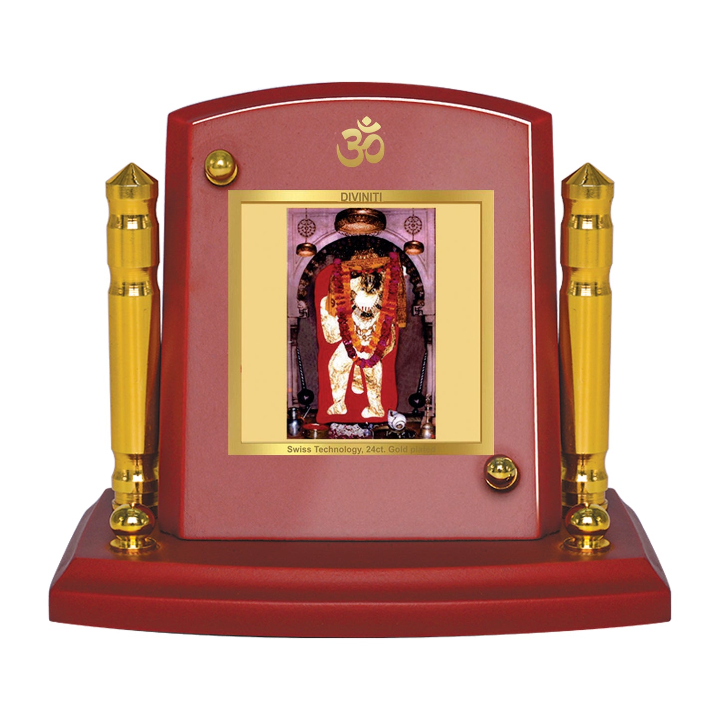Diviniti 24K Gold Plated Mehandipur Balaji Photo Frame for Car Dashboard, Home Decor, Tabletop, Puja Room, Showpiece and Gift MDF1BP+ (6.5x5.5 CM)