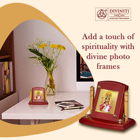 Embrace Harmony with 24K Gold Plated Om Gayatri Mantra Photo Frame