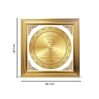 Diviniti Customized Designer Wedding Card on 24K Gold Plated Foil For Marriage Invitation (26.7 X 26.7 CM)