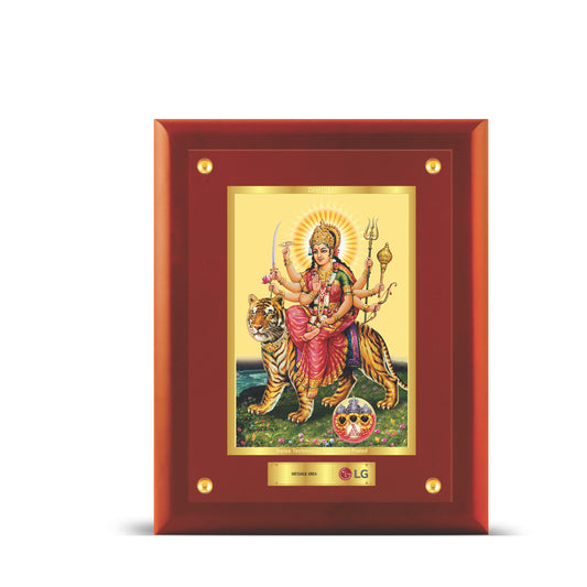 Diviniti 24K Gold Plated Foil Durga Customized Photo Frame Home & Office Decor, Tabletop, Puja Room, Workshop, Gift Items | MDFS2 (20x16 CM)