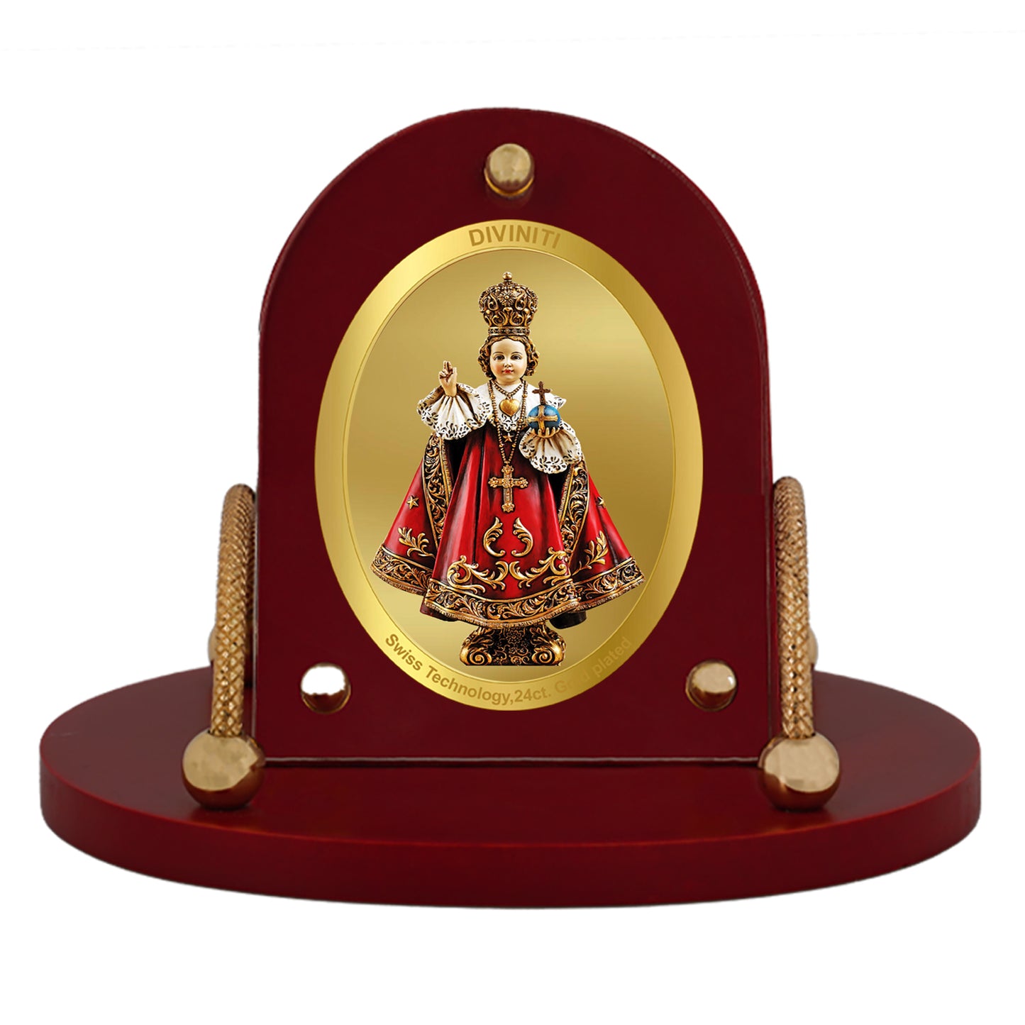Diviniti 24K Gold Plated Foil Infant Jesus Frame for Car Dashboard, Home Decor, Table & Office (MDF 7D+) (8 CM x 9 CM)