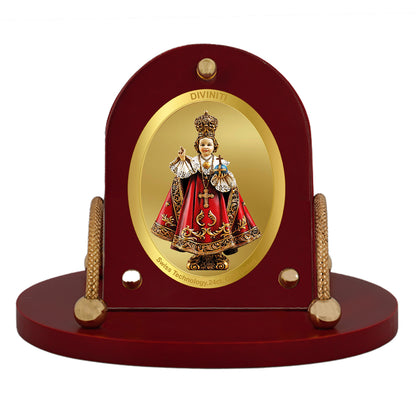 Diviniti 24K Gold Plated Foil Infant Jesus Frame for Car Dashboard, Home Decor, Table & Office (MDF 7D+) (8 CM x 9 CM)