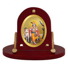 Load image into Gallery viewer, Diviniti 24K Gold Plated Krishna Frame for Car Dashboard, Home Decor, Table &amp; Office (8 CM x 9 CM)