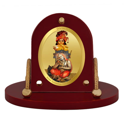 Diviniti 24K Gold Plated Foil Raghavendra Swami Frame for Car Dashboard, Home Decor, Table & Office (8 x 9 CM)